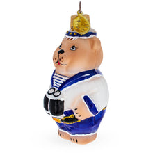Load image into Gallery viewer, Sailor Bear with Binoculars Glass Christmas Ornament