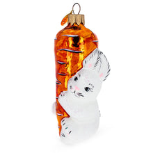 Load image into Gallery viewer, Bunny with Carrot Glass Christmas Ornament