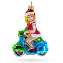 Load image into Gallery viewer, Girl Riding Scooter Glass Christmas Ornament