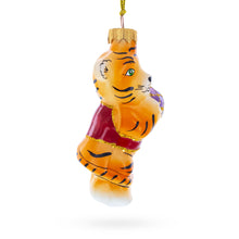Load image into Gallery viewer, Tiger Cub with Ball Glass Christmas Ornament