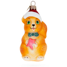 Load image into Gallery viewer, Squirrel with Star Glass Christmas Ornament