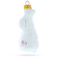 Load image into Gallery viewer, White Bunny with Pink Ears Glass Christmas Ornament