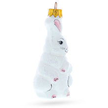 Load image into Gallery viewer, White Bunny with Pink Ears Glass Christmas Ornament