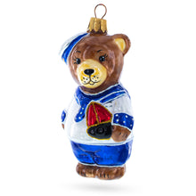 Load image into Gallery viewer, Bear the Sailor Glass Christmas Ornament
