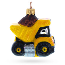 Load image into Gallery viewer, Yellow Dump Truck Glass Christmas Ornament
