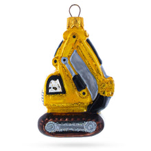 Load image into Gallery viewer, Yellow Excavator Glass Christmas Ornament