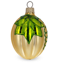 Load image into Gallery viewer, Pumpkin with Leaf Glass Christmas Ornament