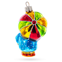 Load image into Gallery viewer, Duckling Wearing Raincoat with Umbrella Glass Christmas Ornament
