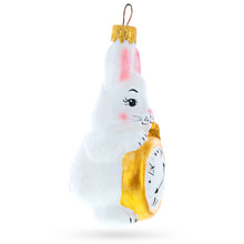 Load image into Gallery viewer, Bunny with Pocket Watch Glass Christmas Ornament