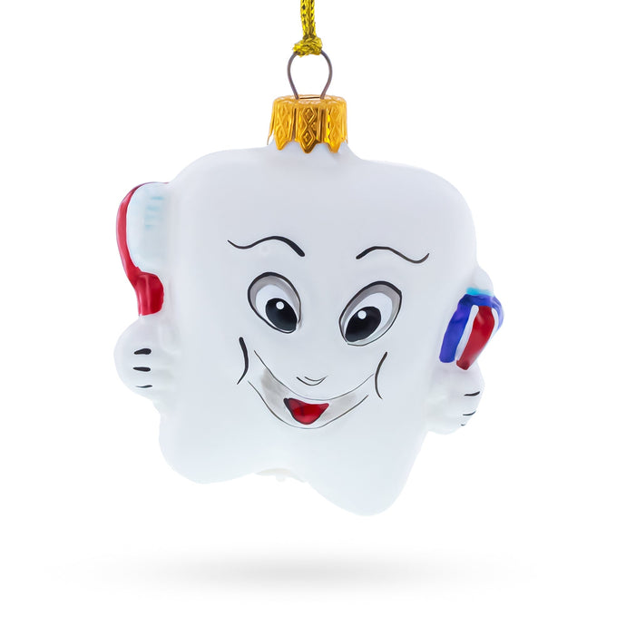 Smiling Tooth with Toothbrush & Toothpaste Dental Glass Christmas Ornament