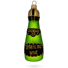 Load image into Gallery viewer, Bottle of Sparkling Wine Champagne Glass Christmas Ornament