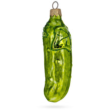 Load image into Gallery viewer, Cucumber with Vine and Star Blossom Glass Christmas Ornament