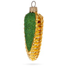 Load image into Gallery viewer, Corn Cob with Glossy Finish and Glitter Husk Glass Christmas Ornament