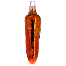 Load image into Gallery viewer, Orange Carrot with Glitter Leaves Glass Christmas Ornament