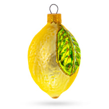 Load image into Gallery viewer, Lemon with Green Leaf Glass Christmas Ornament 3.7 Inches