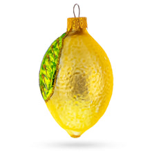 Load image into Gallery viewer, Lemon with Green Leaf Glass Christmas Ornament 3.7 Inches