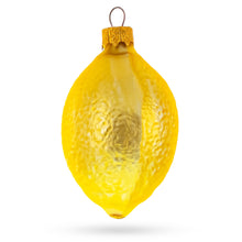 Load image into Gallery viewer, Lemon with Green Leaf Glass Christmas Ornament 3.7 Inches