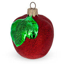Load image into Gallery viewer, Red Apple with Green Leaf Glass Christmas Ornament