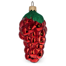 Load image into Gallery viewer, Red Grapes with Green Leaf Glass Christmas Ornament