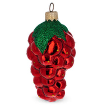 Load image into Gallery viewer, Red Grapes with Green Leaf Glass Christmas Ornament