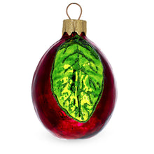 Load image into Gallery viewer, Red Plum with Green Leaf Glass Christmas Ornament