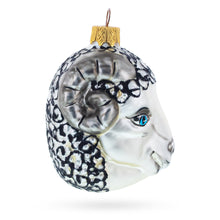 Load image into Gallery viewer, Ram Head with Blue Eyes Glass Christmas Ornament