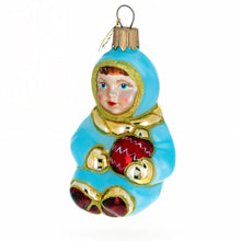 Load image into Gallery viewer, Toddler Boy in Blue Glass Christmas Ornament
