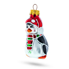 Load image into Gallery viewer, Penguin with Scarf and Hat Glass Christmas Ornament