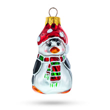 Load image into Gallery viewer, Penguin with Scarf and Hat Glass Christmas Ornament