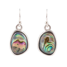 Load image into Gallery viewer, Blue Abalone and Sterling Silver Drop Earrings