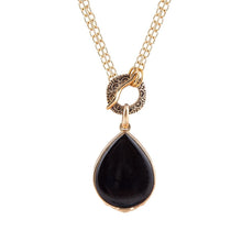 Load image into Gallery viewer, Abby Black Onyx Golden Bronze Drop Necklace