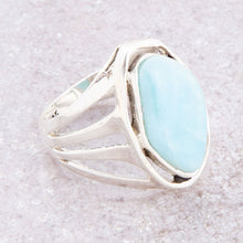 Load image into Gallery viewer, Abstract Blue Larimar and Sterling Silver Statement Ring