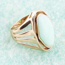 Load image into Gallery viewer, Abstract Green Chrysoprase and Golden Ring