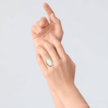 Load image into Gallery viewer, Abstract Green Chrysoprase and Golden Ring