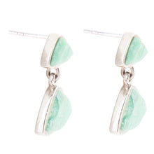 Load image into Gallery viewer, Abstract Green Chrysoprase Sterling Silver Drop Earrings