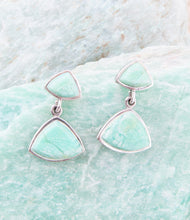 Load image into Gallery viewer, Abstract Green Chrysoprase Sterling Silver Drop Earrings