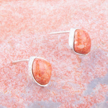 Load image into Gallery viewer, Abstract Orange Sponge Coral and Sterling Silver Stud Earrings