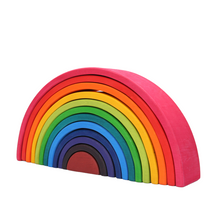 Load image into Gallery viewer, **Pre-order (Ships in 2-3 Weeks)**12 Pcs Large Wooden Rainbow Stacking Blocks in Primary Colors
