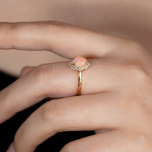 Load image into Gallery viewer, Snowflake Semi Black Opal &amp; Diamond Engagement Ring 18K Yellow Gold