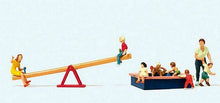 Load image into Gallery viewer, Preiser 10587 HO Scale Pedestrians -- Children at Play pkg(8) w/Seesaw &amp; Sandbox