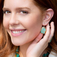 Load image into Gallery viewer, Agave Genuine Blue Turquoise and Golden Drop Earrings