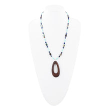 Load image into Gallery viewer, Ajo Blue Abalone and Amazonite Wood Pendant Necklace