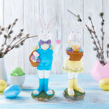 Load image into Gallery viewer, Enchanted Meadow Bunnies Hand-Painted Resin Centerpiece Figurine Set 12 Inches