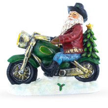 Load image into Gallery viewer, Santa the Cowboy Riding Motorcycle LED Light Figurine 8.5 Inches