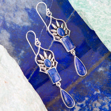 Load image into Gallery viewer, Albie Blue Lapis and Sterling Silver Drop Earrings