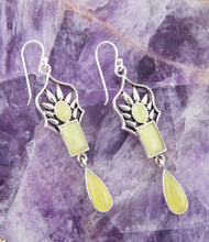 Load image into Gallery viewer, Albie Yellow Jade and Sterling Silver Drop Earrings