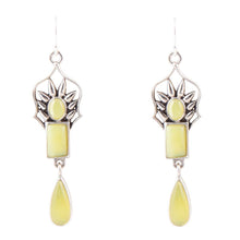 Load image into Gallery viewer, Albie Yellow Jade and Sterling Silver Drop Earrings