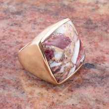 Load image into Gallery viewer, Square Purple Spiny Oyster Shell Matrix and Bronze Ring