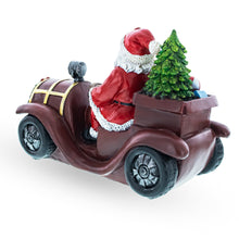 Load image into Gallery viewer, Santa Driving Classic Car with LED Lights Figurine 10.5 Inches Long