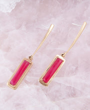 Load image into Gallery viewer, Alpine Red Bordeaux Quartz and Golden Bronze Drop Earrings